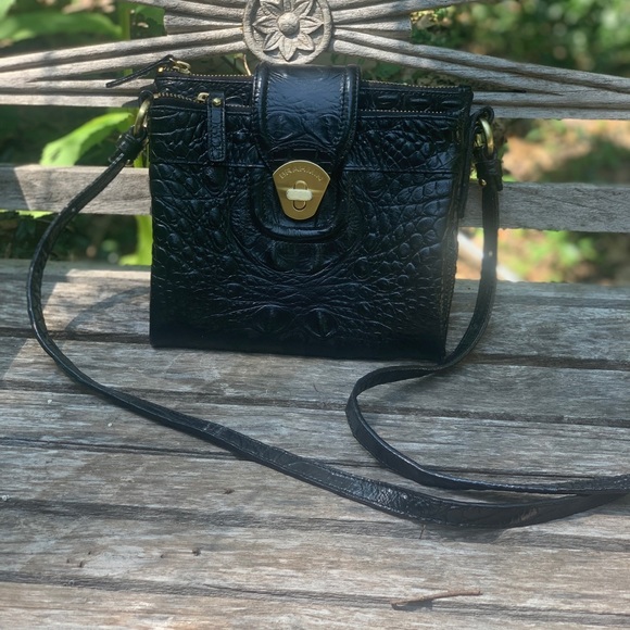 Brahmin Black Leather Double Crossbody Bag - Picture 3 of 9